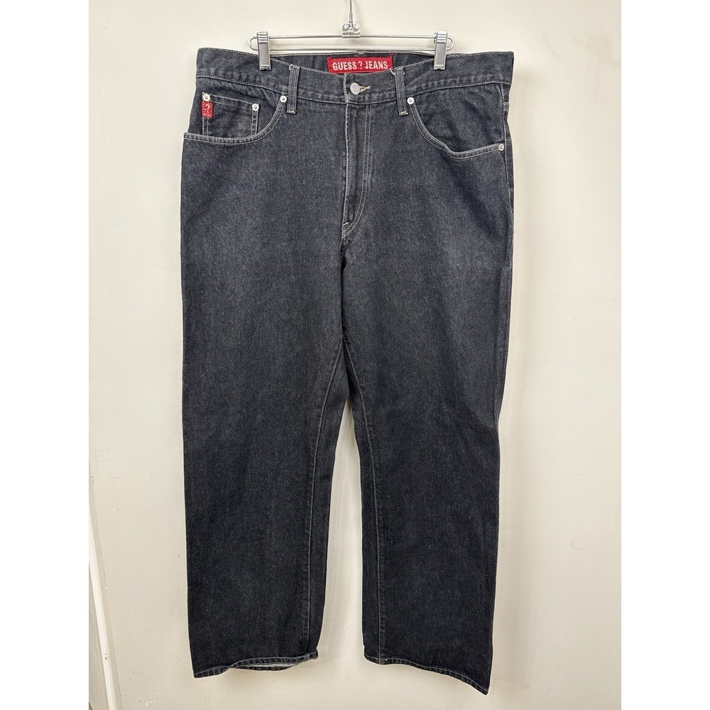 Vintage Guess USA Jeans Y2K 90s Black Wash Logo Patch Classic Fit Skater 36